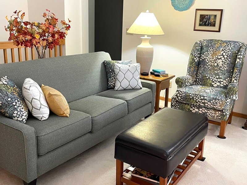 Reupholstered wingback chair